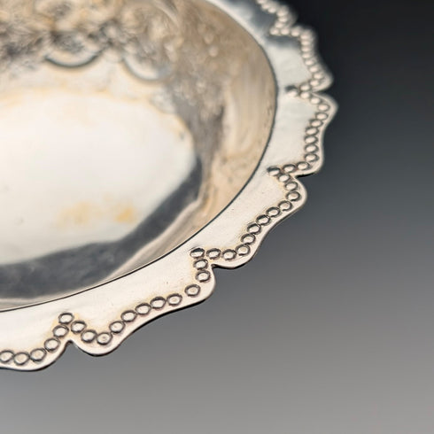 1891年 英国アンティーク シルバープレート製 脚付きボウル 直径13.5cm
